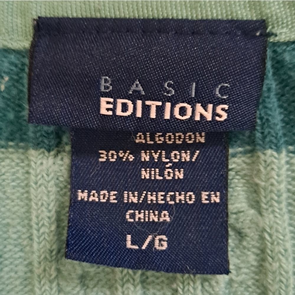Basic Editions V-Neck Sweater Mint Large - Picture 3 of 5
